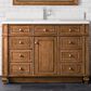 James Martin Vanities Bristol 48" Single Bathroom Vanity in Saddle Brown with Single Hole 3 cm White Zeus Quartz Top and Rectangular Sink, , large