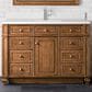 James Martin Vanities Bristol 48" Single Bathroom Vanity in Saddle Brown with Single Hole 3 cm White Zeus Quartz Top and Rectangular Sink, , large