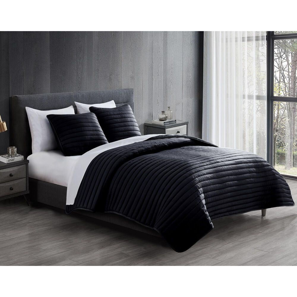 Hallmart Collectibles Puffer 3-Piece Full/Queen Comforter Set in Black, , large