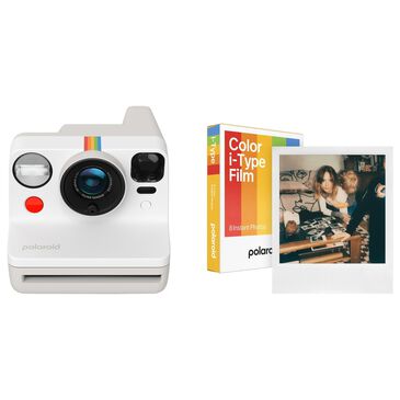 Polaroid Now Generation 3 Instant Camera with Color Film Bundle (8 Photos) in Pebble White, , large