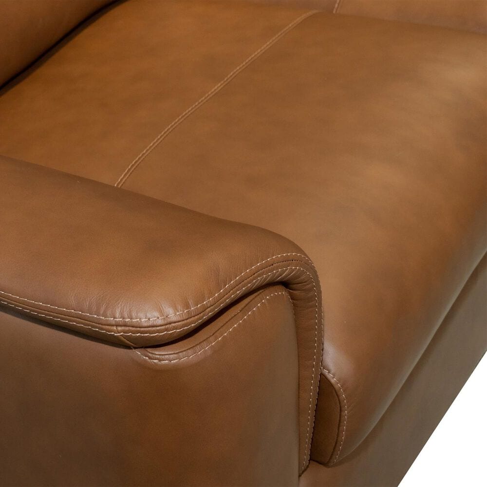 Flexsteel Henry Stationary Leather Sofa and Loveseat Set in Caramel, , large