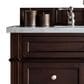 James Martin Vanities Brittany 36" Single Bathroom Vanity in Burnished Mahogany with 3 cm Carrara White Marble Top and Rectangle Sink, , large