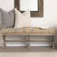 Mercana Solis Accent Bench with Beige and Black Stripe Cushion Seat in Brown, , large