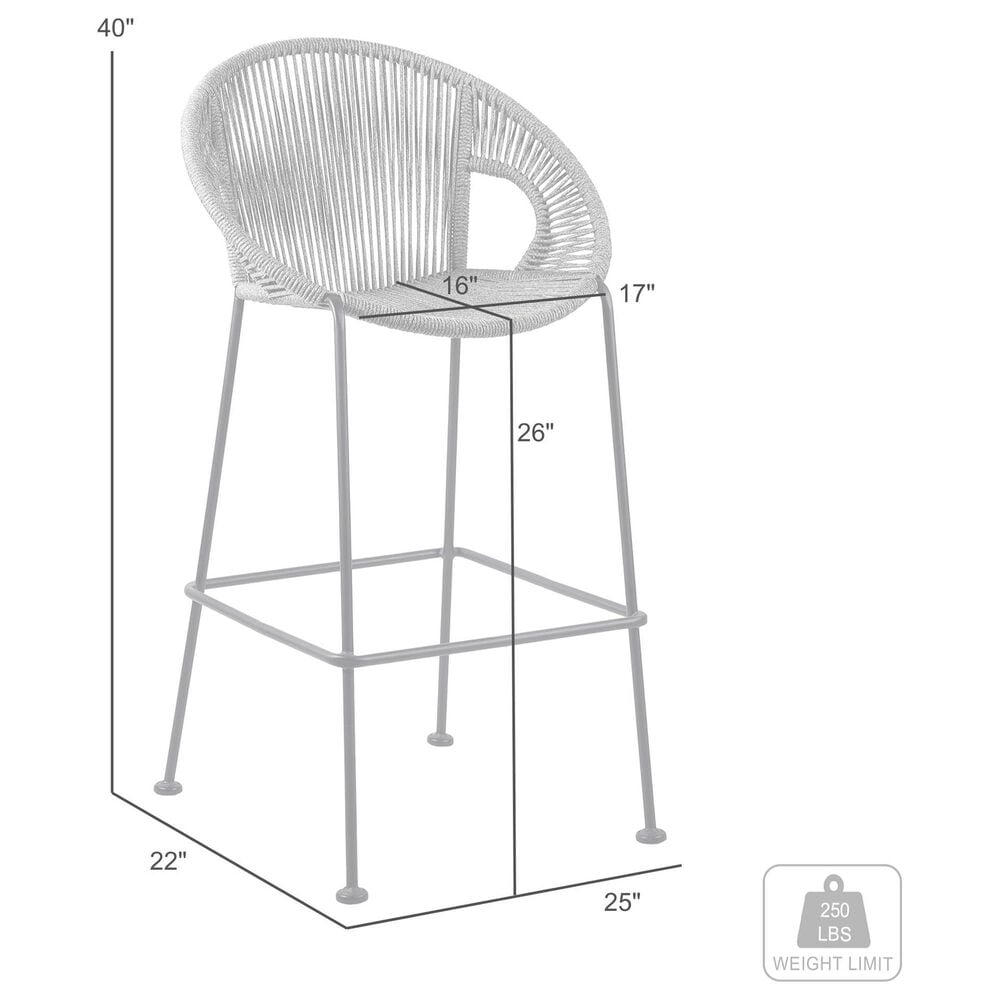 Armen Living Acapulco Patio Counter Height Bar Stool in Black, , large