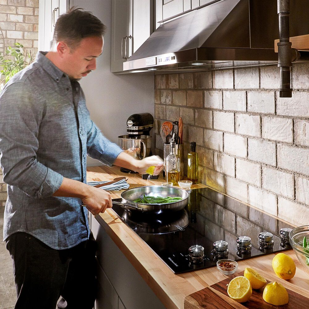 KitchenAid 2-Piece Kitchen Package with PrintShield Stainless Steel 30" Smart Electric Single Wall Oven and Black 30" Electric Cooktop, , large