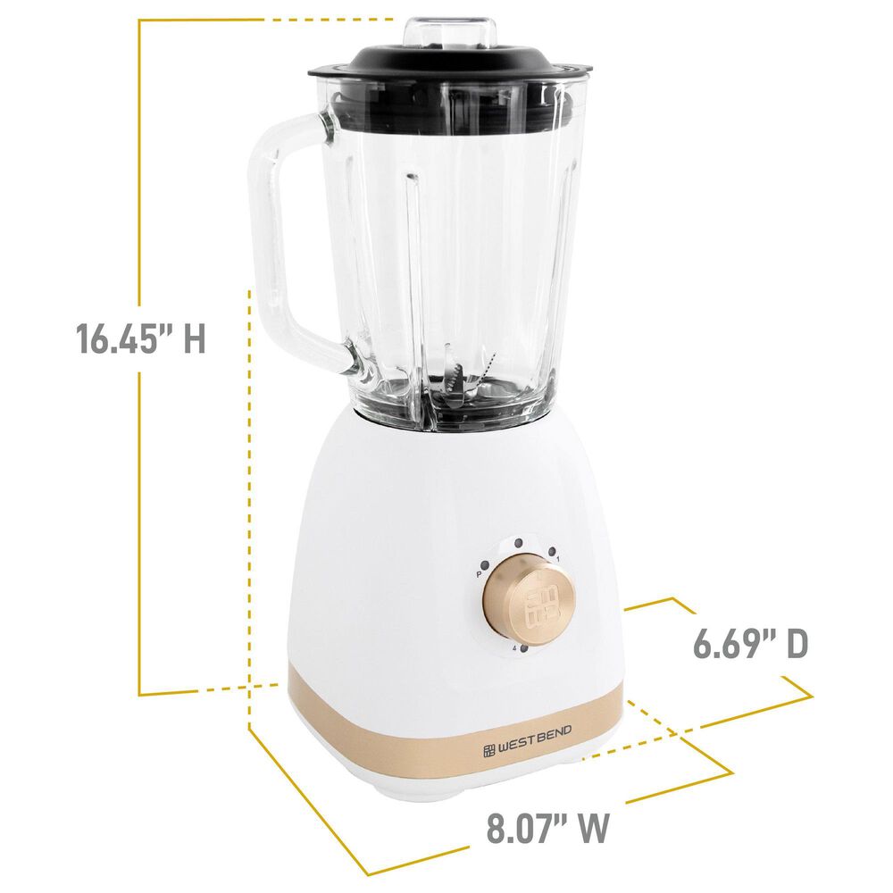 West Bend Timeless 48 Oz Multi-Function Blender with Travel Cup in White, , large