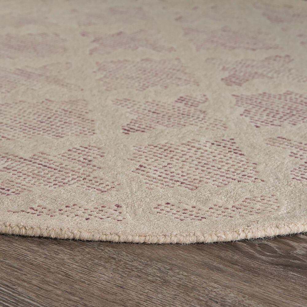 L&amp;R Resources Sinuous Pin Dot 6&#39; Round Ivory and Rose Area Rug, , large
