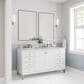 James Martin Vanities Chicago 60" Double Bathroom Vanity in Glossy White with 3 cm Carrara White Marble Top and Rectangular Sinks, , large