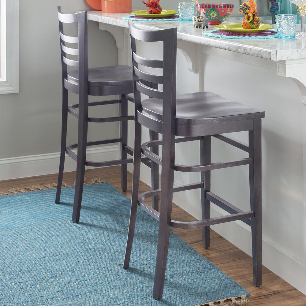 Linon Home Decor Blairmont Bar Stool in Deep Brown Stain, , large