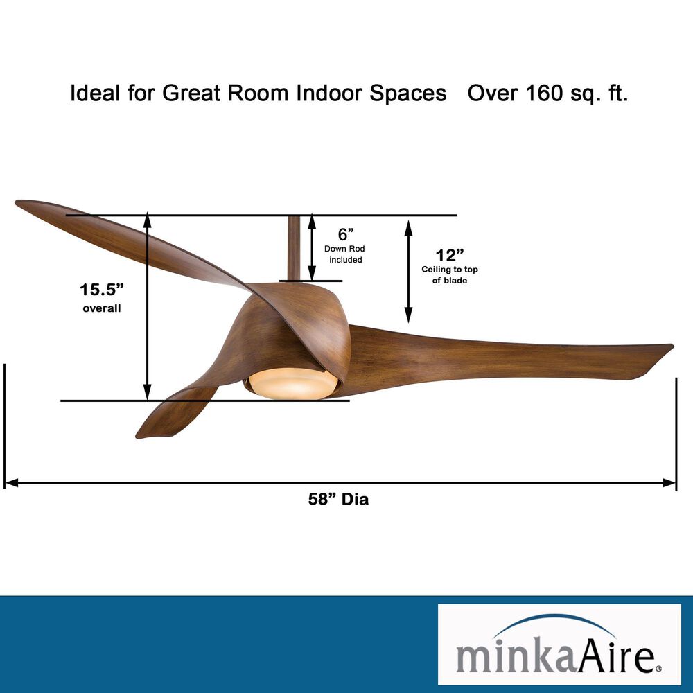 Minka-Aire Artemis 58" Smart Celling Fan with LED Light in Distressed Koa, , large