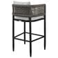 Armen Living Alegria Patio Counter Height Bar Stool with Gray Cushion in Black, , large