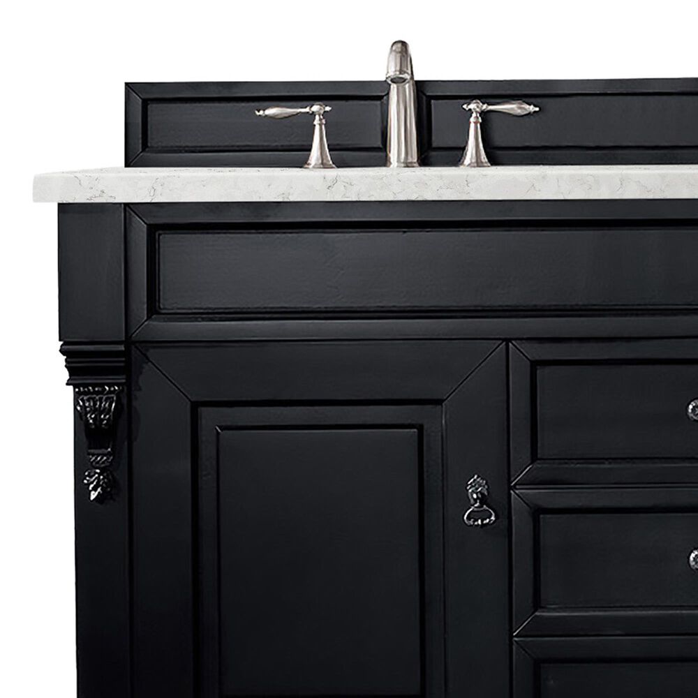 James Martin Vanities Brookfield 60&quot; Double Bathroom Vanity in Antique Black with 3 cm Eternal Jasmine Pearl Quartz Top and Rectangle Sinks, , large