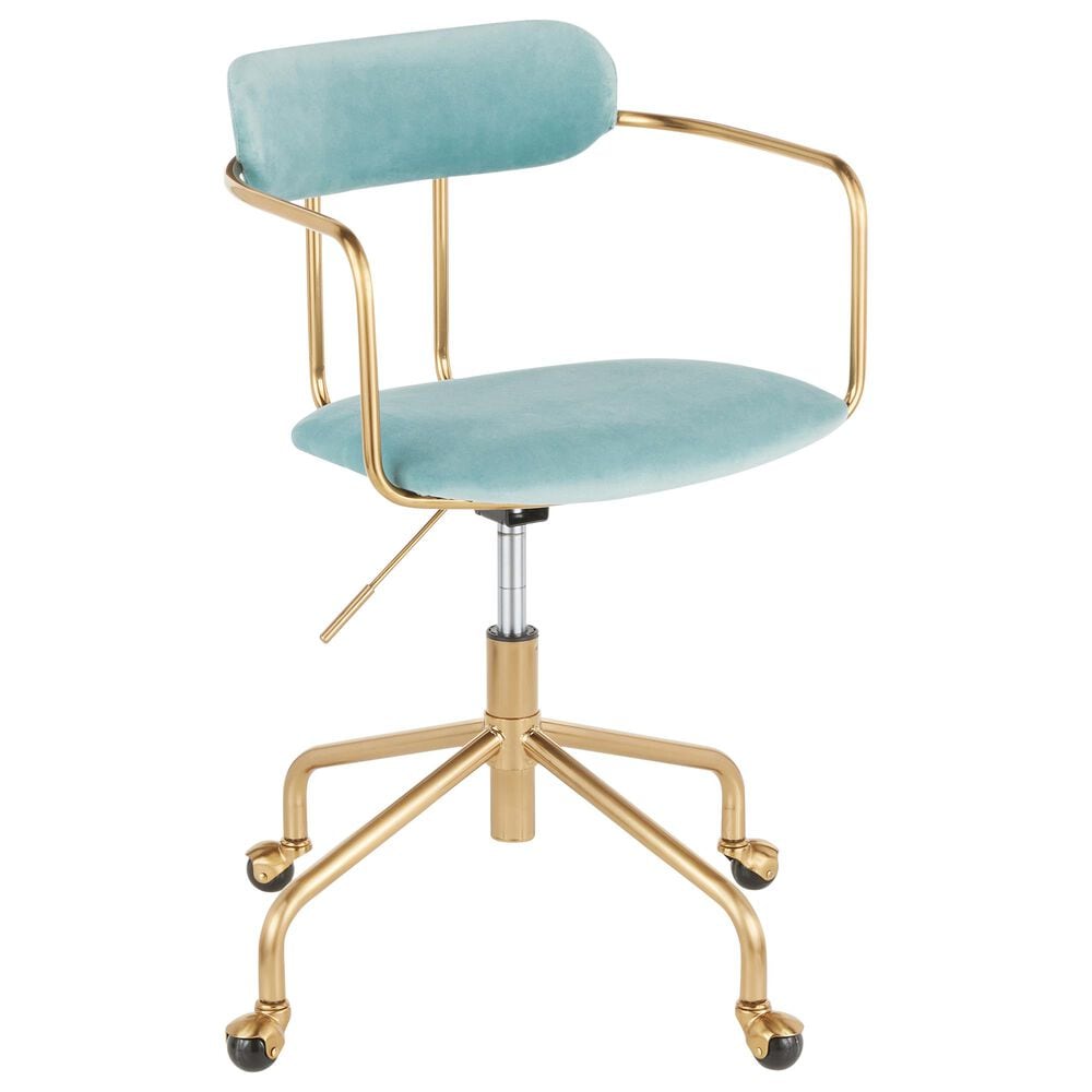 Lumisource Demi Office Chair in Light Blue/Gold, , large