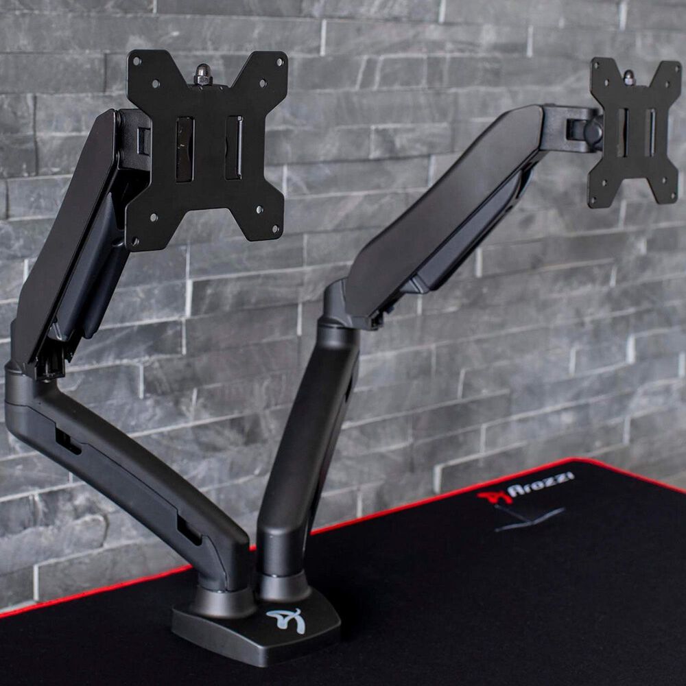 Arozzi Alzare Dual Gas Spring Monitor Arm in Black, , large