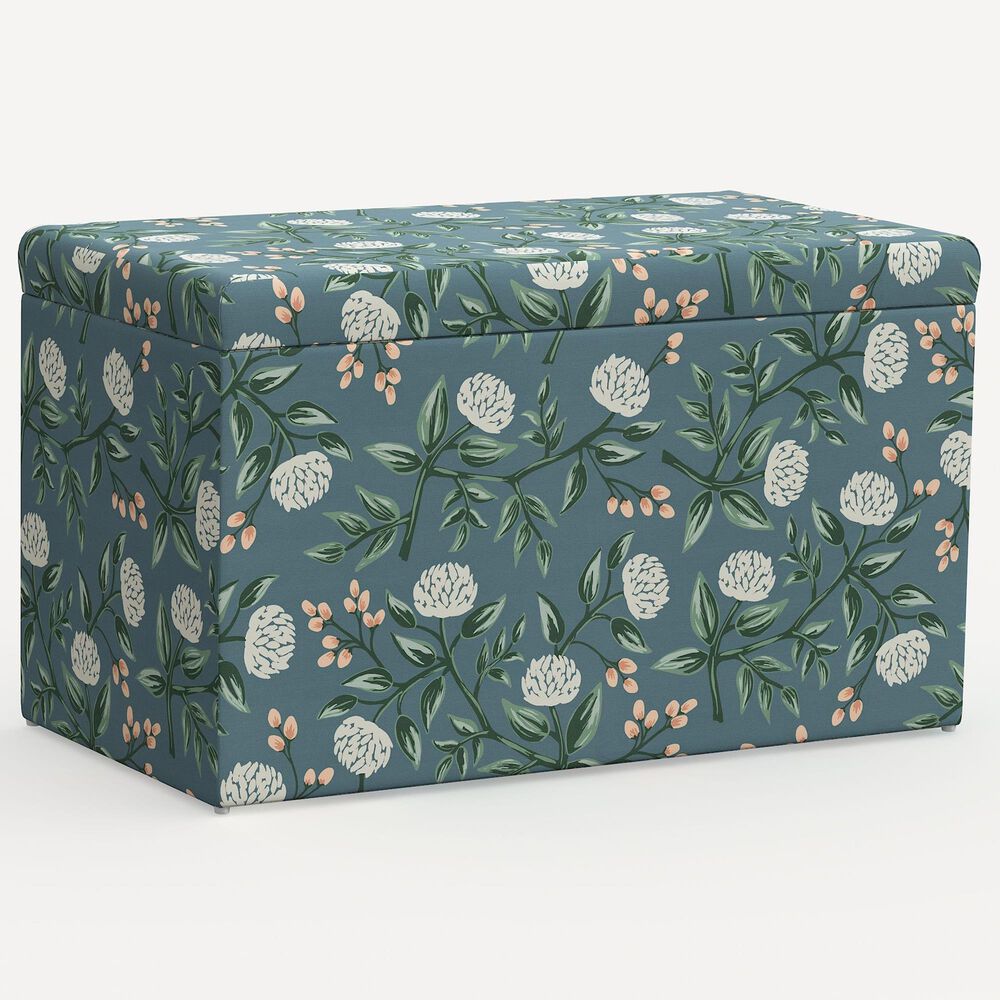 Rifle Paper Co Crafted by Cloth & Company Willie Storage Bench in Peonies Emerald, , large