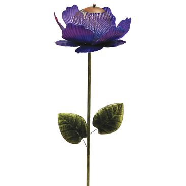 The Gerson Company 46" Metal Flower Yard Stake with Mesh Bird Feeder in Purple, , large