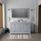 Lexora Home Dukes 60" Double Bathroom Vanity in Dark Grey with White Carrara Marble Top, Rectangular Sinks and 58" Mirror, , large