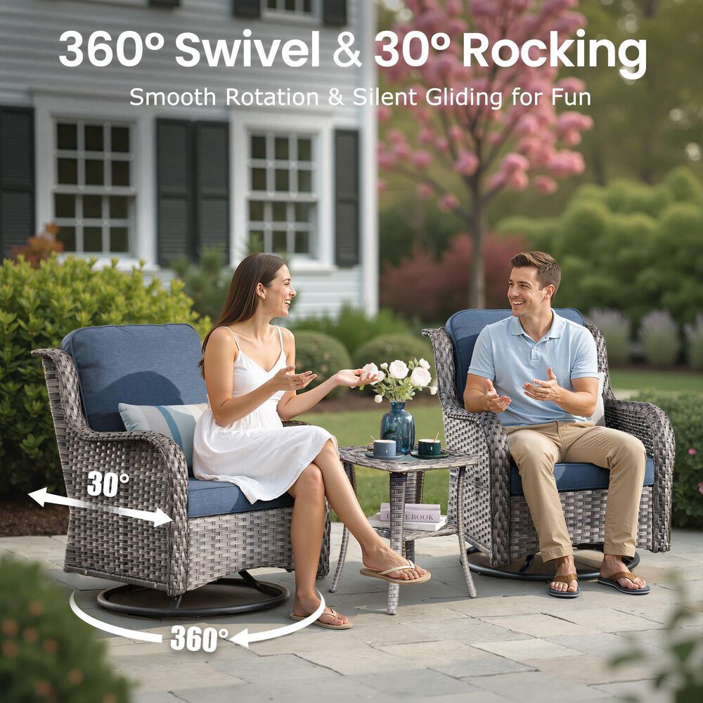 HOMLUX 7-Piece Gray Wicker Patio Sofa Set in Denim Blue, , large
