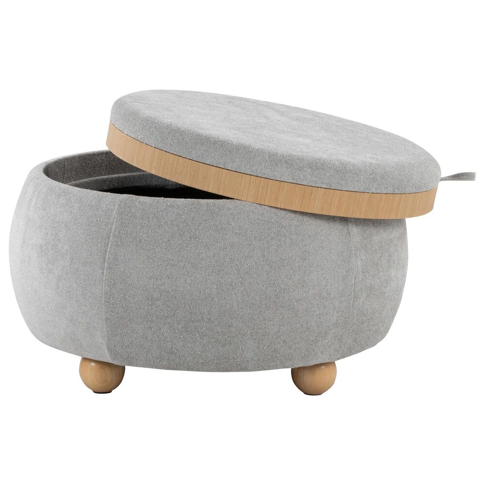 Lumisource Tray Storage Pouf with Leg in Light Grey, , large