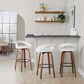 LumiSource Grotto Swivel Bar Stool with White Faux Leather Upholstery in Walnut Wood and Black (Set of 2), , large