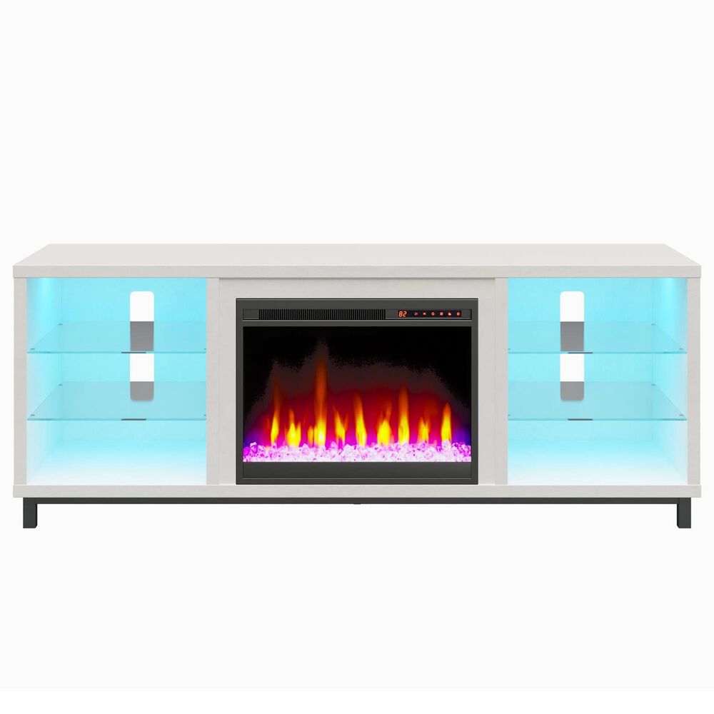 DHP Lumina 65&quot; TV Stand with Electric Fireplace in Plaster, , large