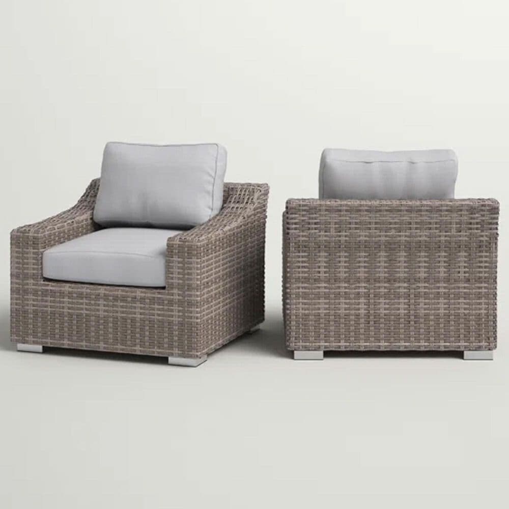 Hearth and Haven Outdoor Wicker Armchair with Curved Armrests in Gray (Set of 2), , large