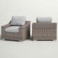 Hearth and Haven Outdoor Wicker Armchair with Curved Armrests in Gray (Set of 2), , large