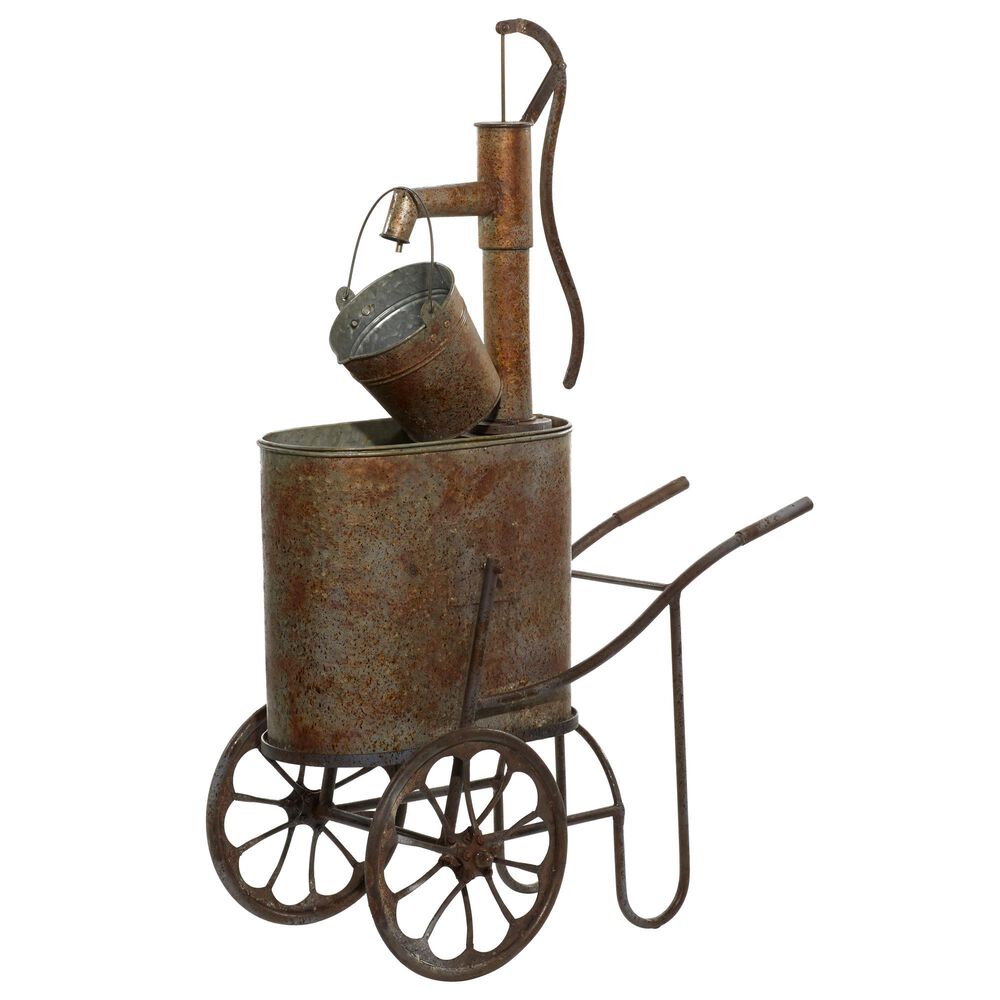 Maple and Jade 44" Farmhouse Metal Fountain Brown, , large