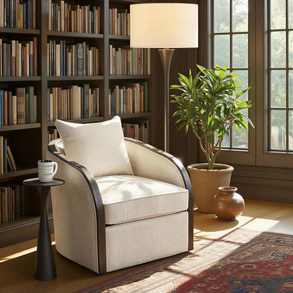 LumiSource Gemma Swivel Accent Chair in Sand, , large