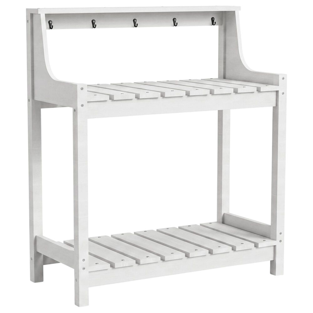 HOMLUX Outdoor Storage Potting Bench in White, , large