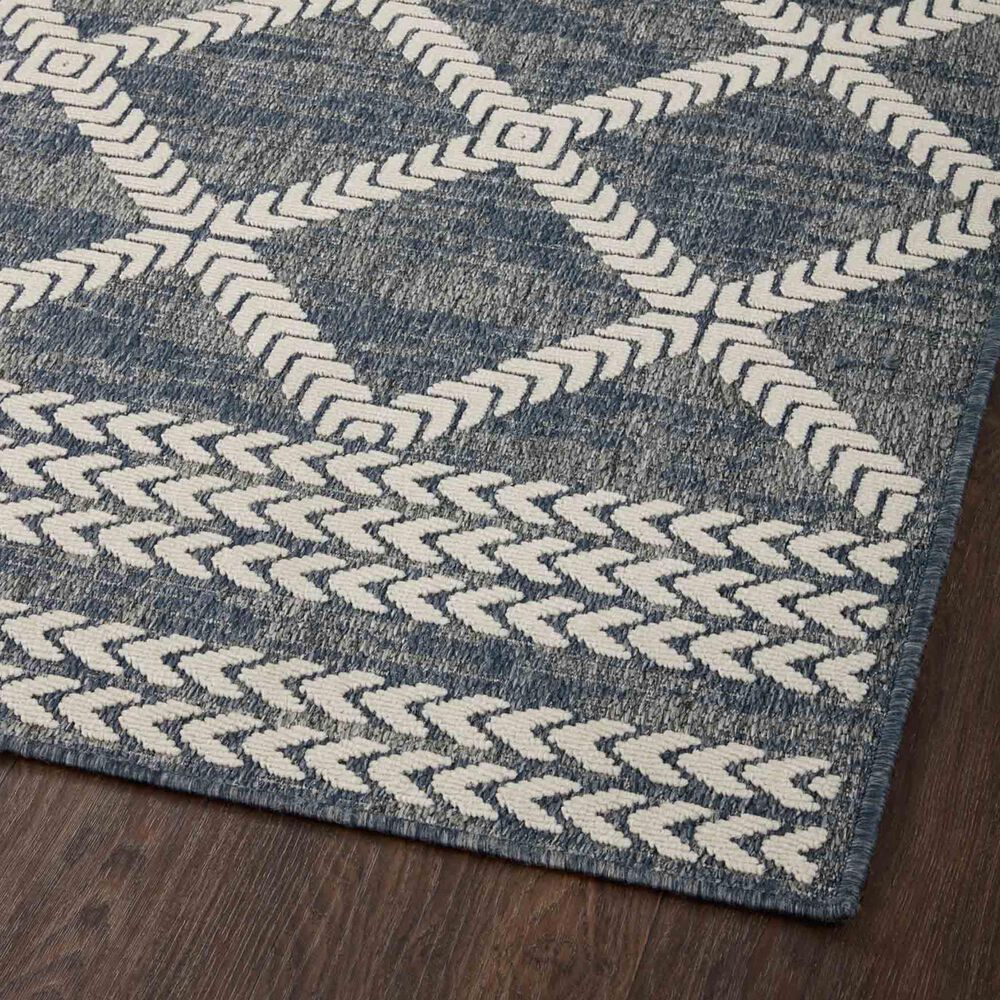 Loloi II Rainier RAI-05 5&#39;3&quot; x 7&#39;7&quot; Denim and Ivory Indoor/Outdoor Area Performance Rug, , large