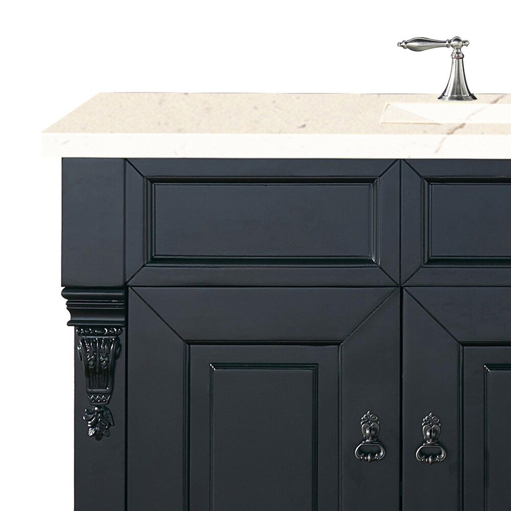 James Martin Vanities Brookfield 48&quot; Single Bathroom Vanity in Antique Black with 3 cm Eternal Marfil Quartz Top and Rectangle Sink, , large