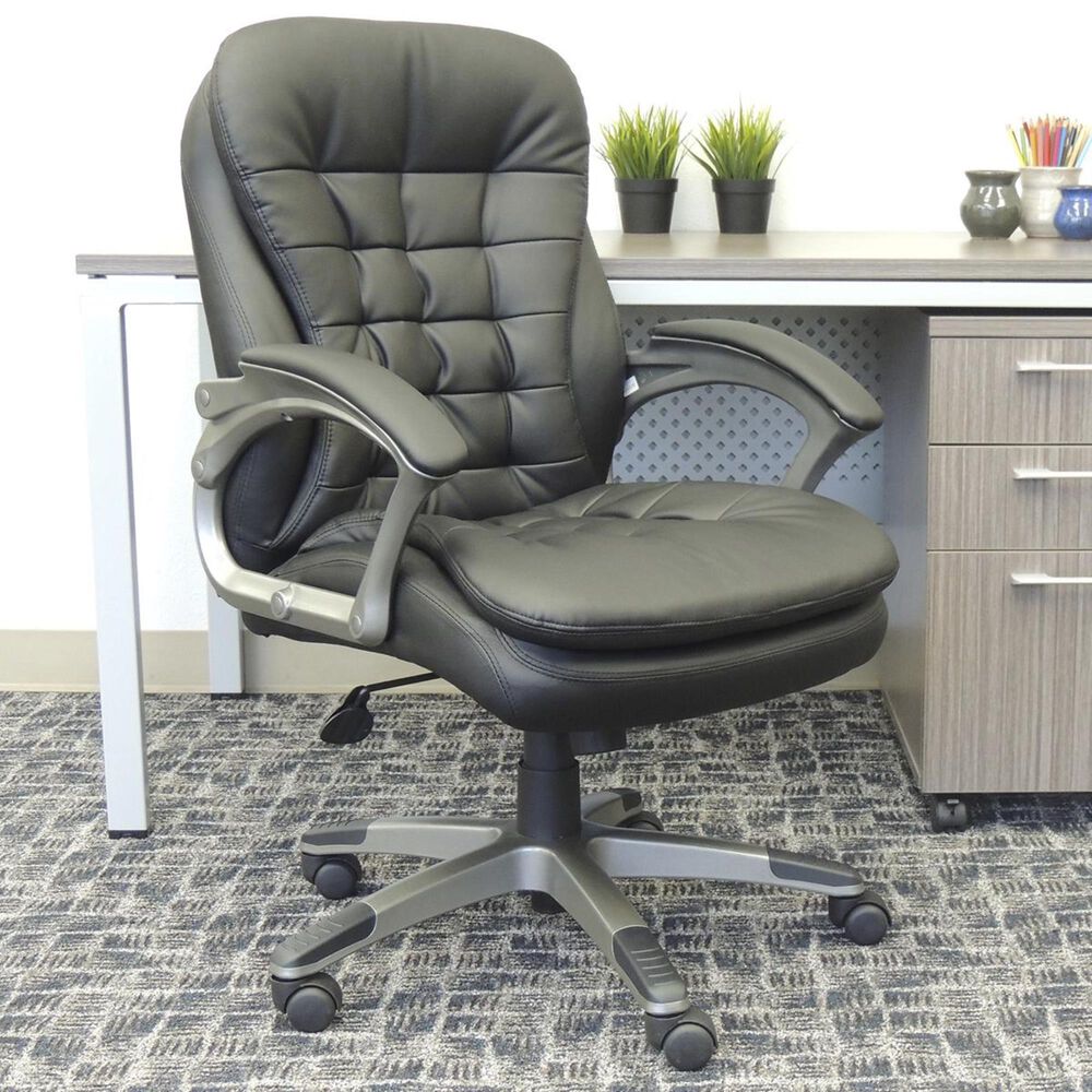 Regal Co. Boss Executive Mid Back Pillow Top Chair in Black, , large