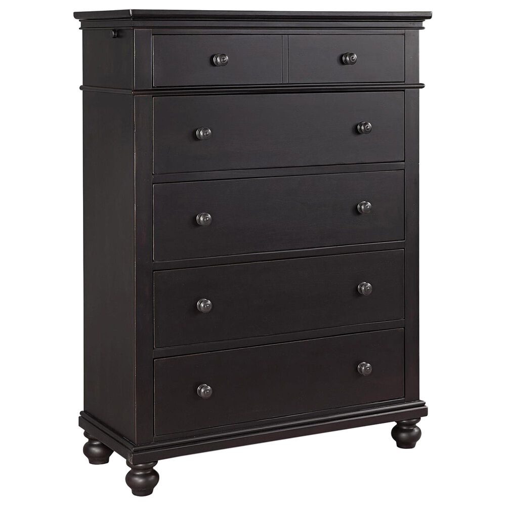 Riva Ridge Oxford California King Panel Bed with Dresser, Chest, and Two Nightstands in Black, , large