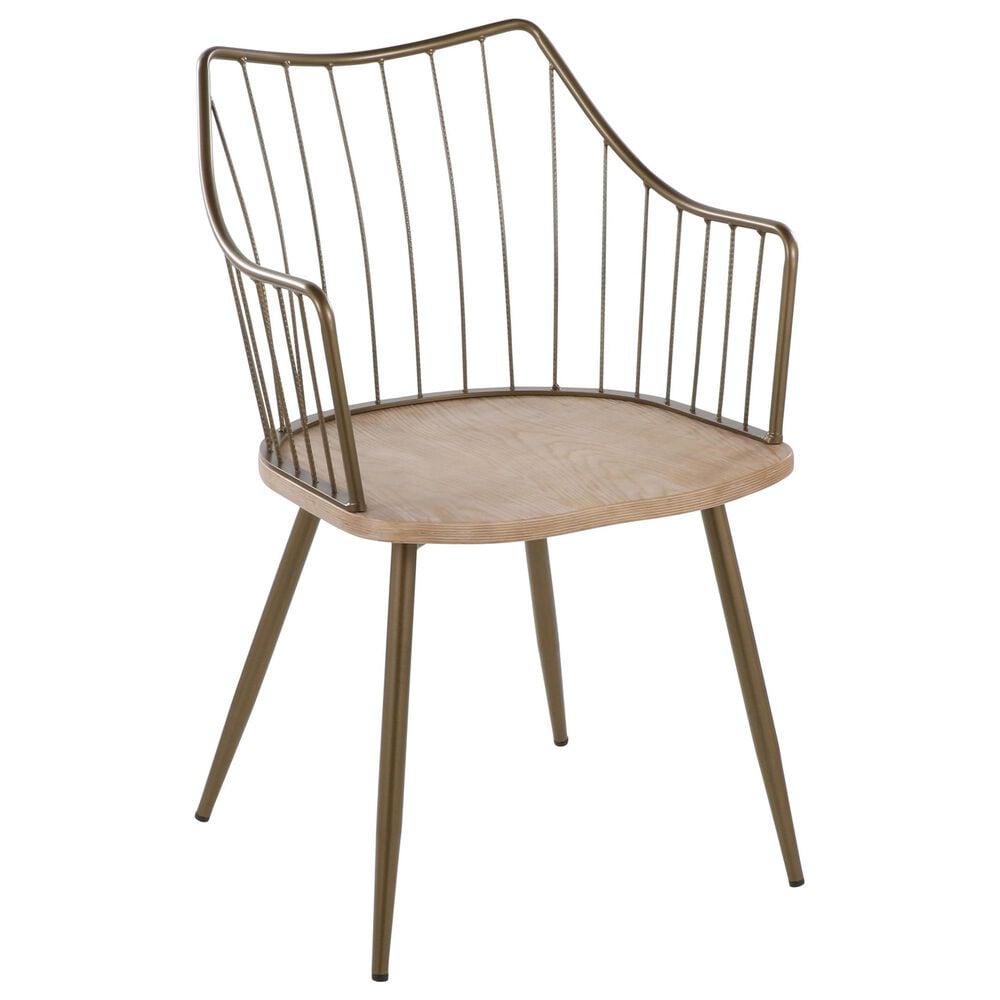 Lumisource Winston Farmhouse Chair in Antique Copper Metal and Whitewashed Wood By LumiSource, , large