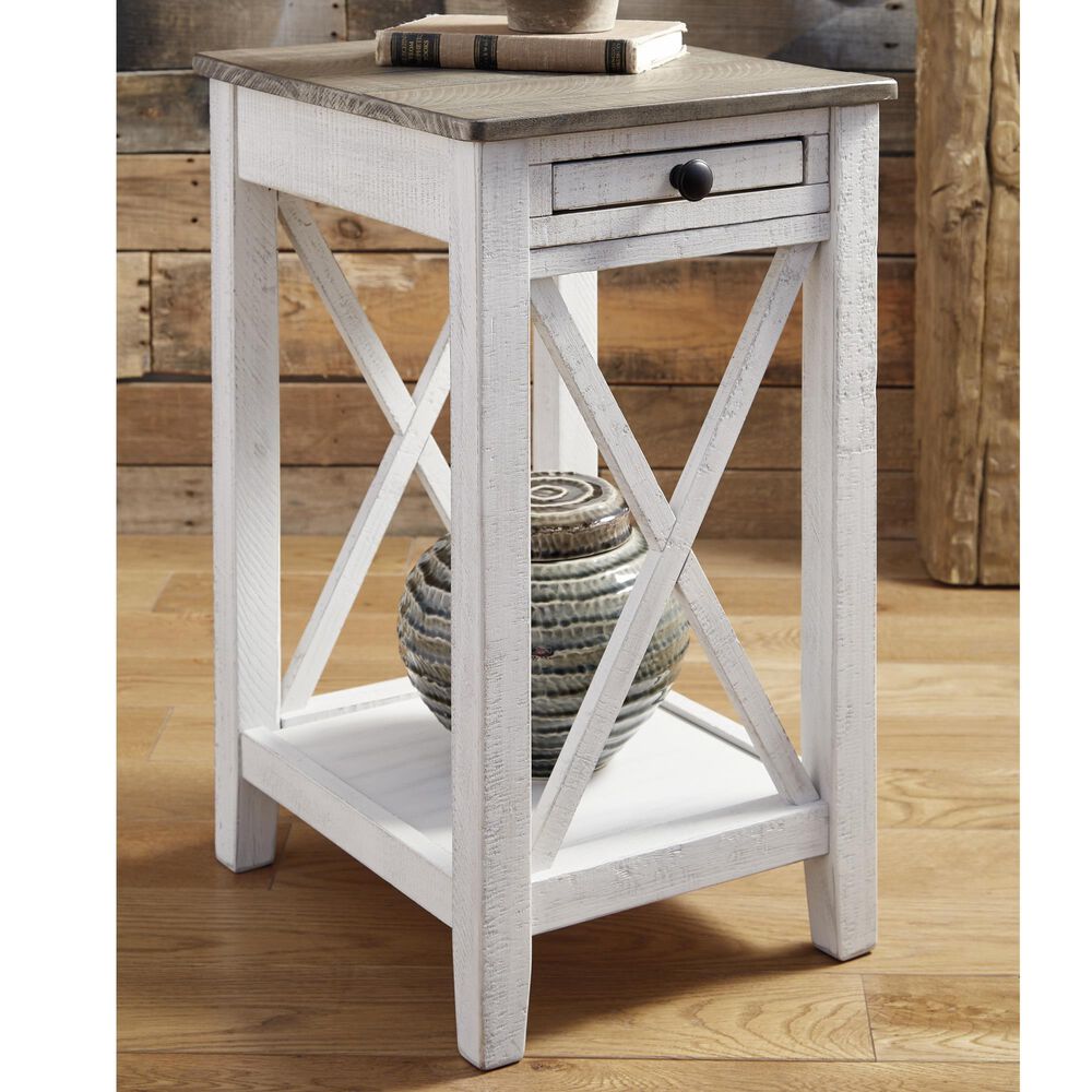 Ashley Adalane Accent Table in Distressed White and Gray, , large