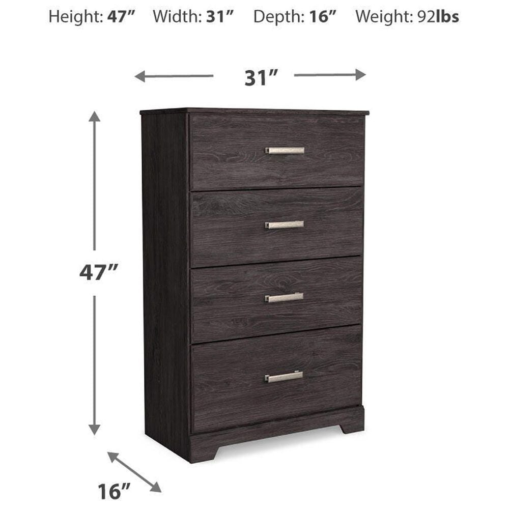 Ashley Belachime King Panel Bed with Dresser Chest and 2 Nightstands in Dark Charcoal, , large