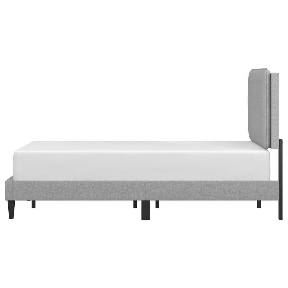 Richlands Furniture Emslie Queen Platform Bed with Light Gray Upholstery in Black, , large