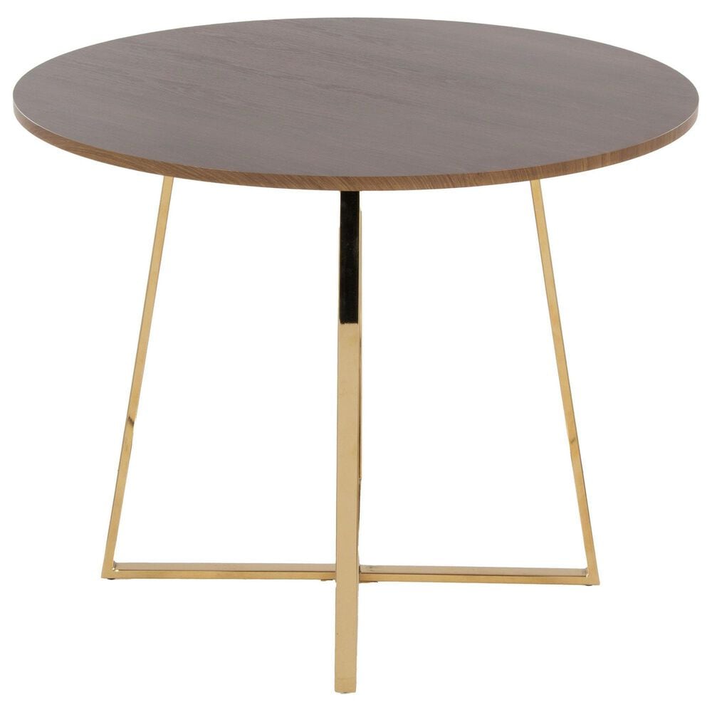 LumiSource Cosmo Contemporary Dining Table in Gold Metal and Walnut Wood by LumiSource, , large