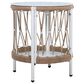 Hearth and Haven Outdoor Handwoven Rope Side Table with Glass Top in Beige and Natural, , large