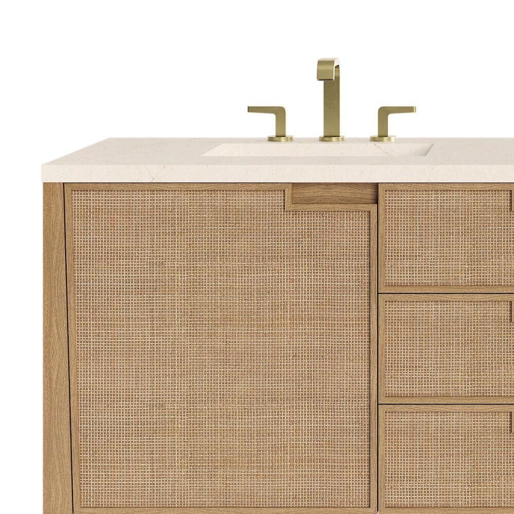 James Martin Vanities Solene 72&quot; Double Bathroom Vanity in Seaside Oak with 3 cm Ethereal Noctis Quartz Top and Rectangular Sinks, , large