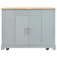 HOMLUX 47" Fluted Kitchen Island with Trash Can Storage Cabinet in Grey, Blue and Natural, , large