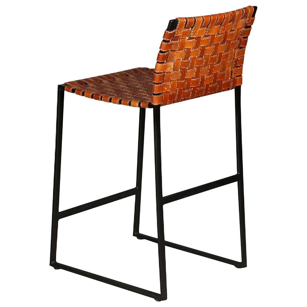 Porter Design Veracruz Counter Stool in Black Finish and Warm Camel Top Grain Leather, , large
