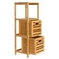 Household Essentials 3-Tier Slatted Shelf with Crates in Natural, , large