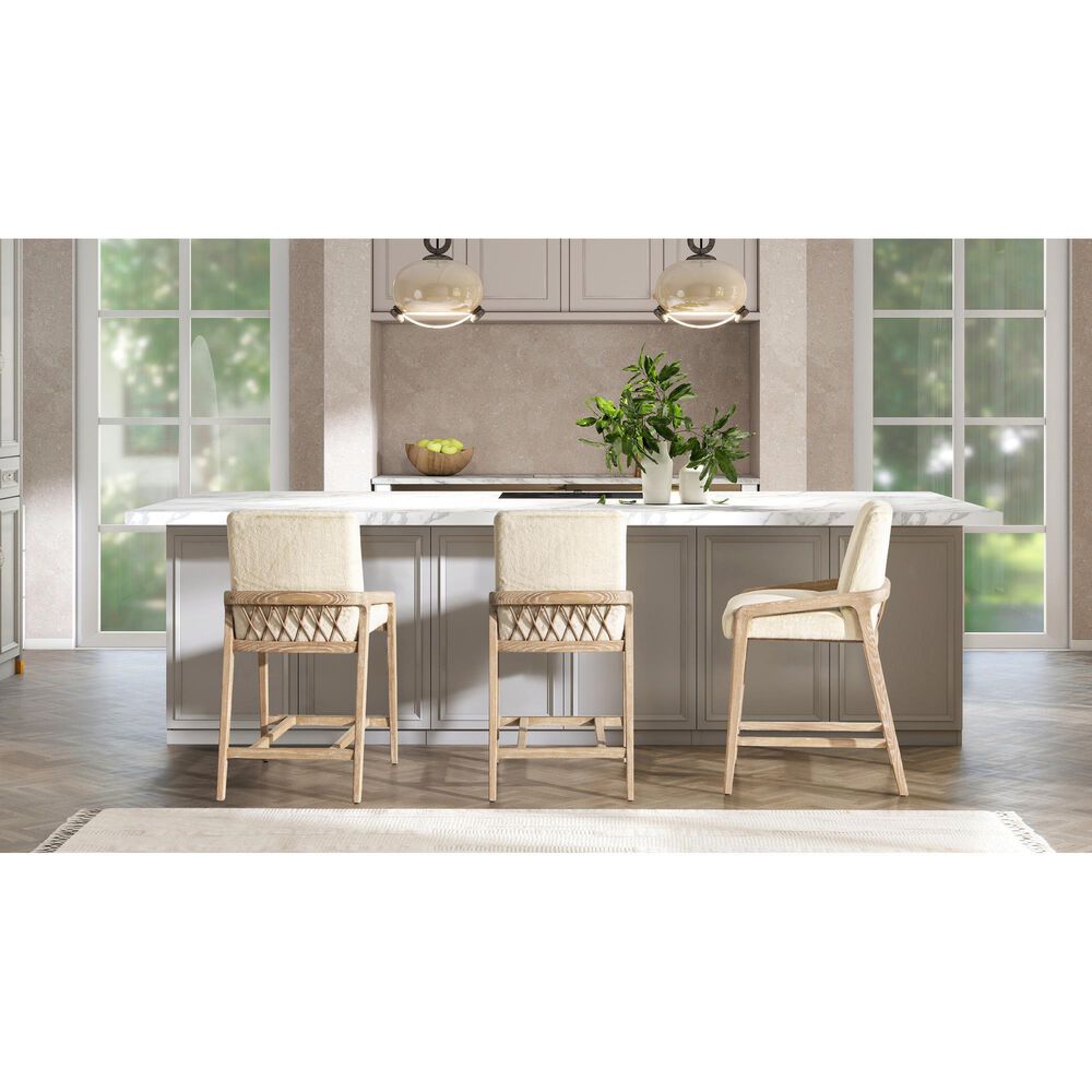 Jennifer Taylor Home Arizona 25.5" Counter Stool with Creme White Cushion in Natural Light Brown, , large