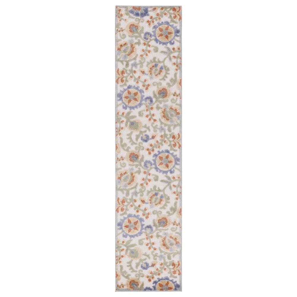 Nourison Aloha ALH17 2" x 6" Ivory and Blue Indoor/Outdoor Runner, , large
