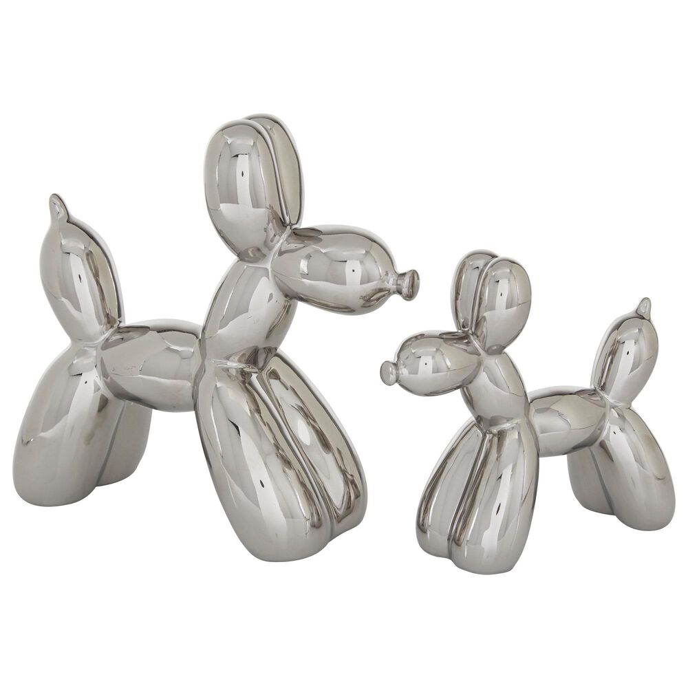 Maple and Jade Dog Sculpture in Silver (Set of 2), , large