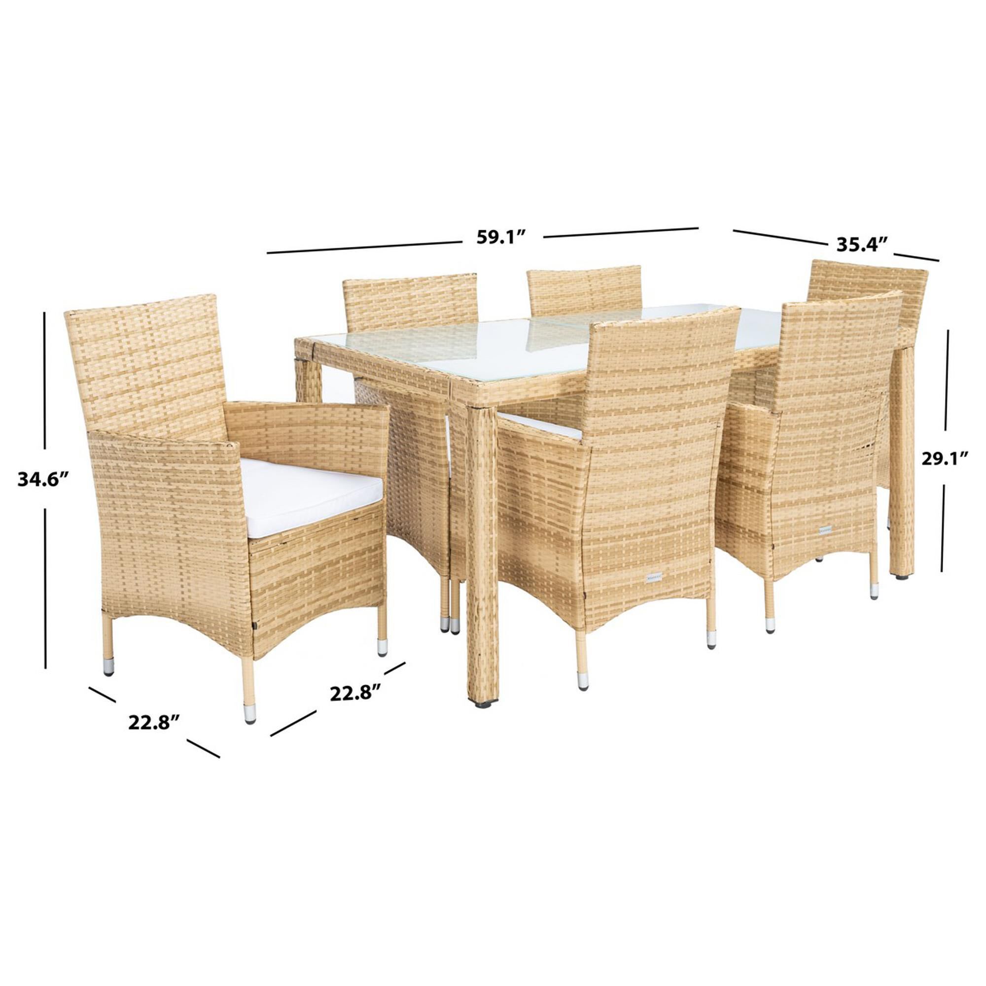 Safavieh Hendrick 7 Piece Patio Dining Set in Natural NFM