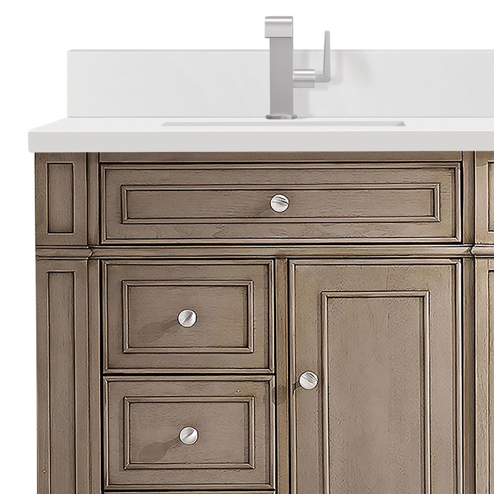 James Martin Vanities Bristol 30&quot; Single Bathroom Vanity in Whitewashed Walnut with Single Hole 3 cm White Zeus Quartz Top and Rectangular Sink, , large
