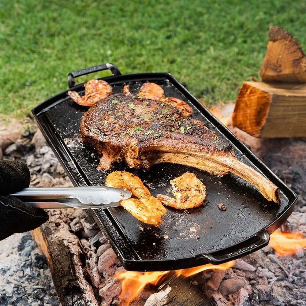 Lodge Blacklock Triple Seasoned Cast Iron Double Burner Griddle in Black, , large